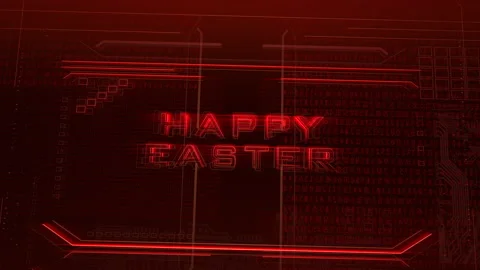 Happy Easter with cyberpunk red grid and numbers Stock Footage 229849159