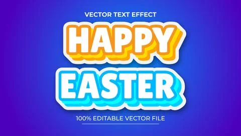 Happy easter day 3d editable vector text effect with color style Stock Illustration