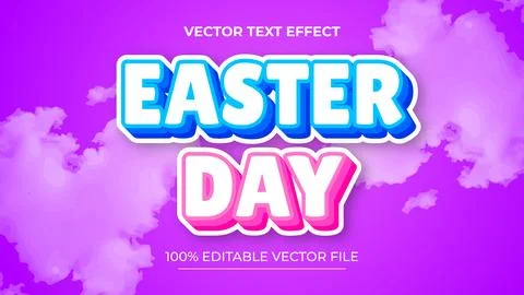 Happy easter day 3d editable vector text effect with color style Stock Illustration