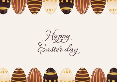Happy Easter day background with realistic chocolate golden eggs. Holiday g.. Stock Illustration