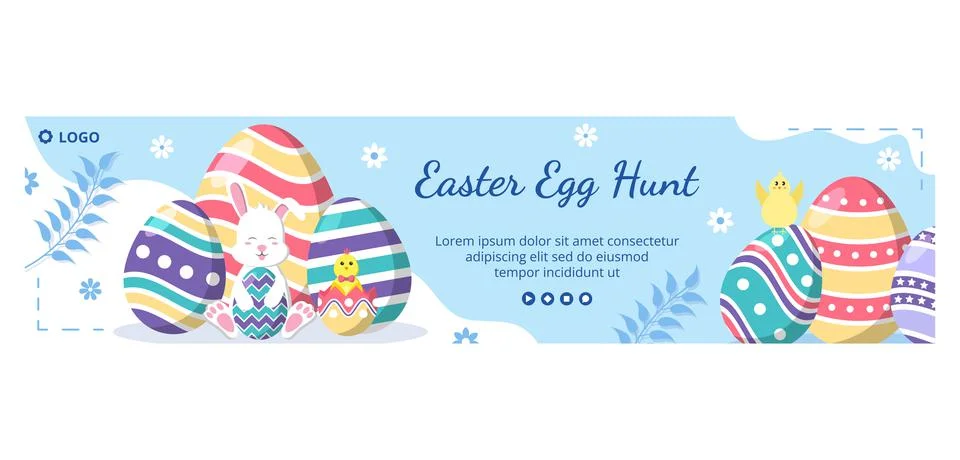 Happy Easter Day Banner Template Flat Illustration Editable of Square Backgro Stock Illustration