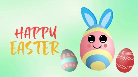 Happy Easter day with bunny eggs2 Stock Footage 233658913