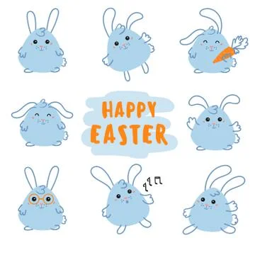 Happy Easter Day bunny, rabbit with carrot Stock Illustration