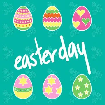 Happy Easter day card with creative design typography and light theme vector Illustrazione stock