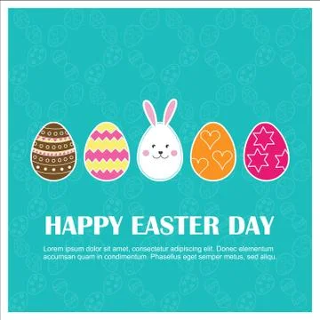 Happy Easter day card with creative design typography 스톡 일러스트