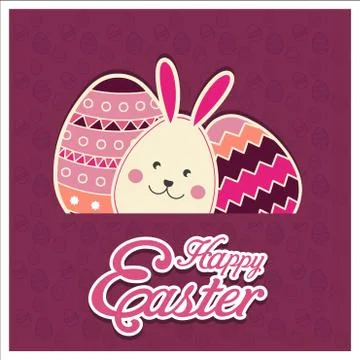 Happy Easter day card with creative design typography Stock Illustration