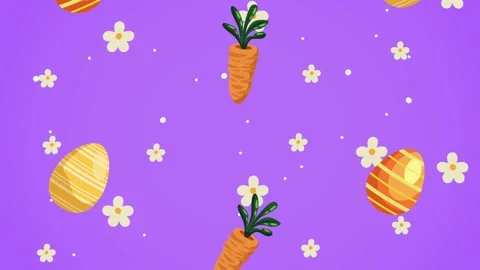 Happy easter day with carrots and eggs painted floral pattern Stock Footage 149274678