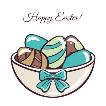 Happy Easter Day Colored Eggs Stock Illustration