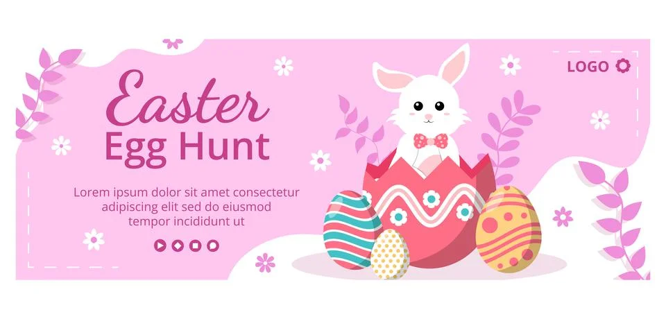 Happy Easter Day Cover Template Flat Illustration Editable of Square Backgrou Stock Illustration