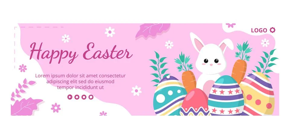 Happy Easter Day Cover Template Flat Illustration Editable of Square Backgrou Stock Illustration