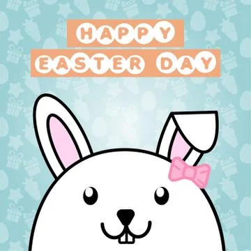 Happy easter day with cute rabbit on carrot and present box pattern Stock Illustration