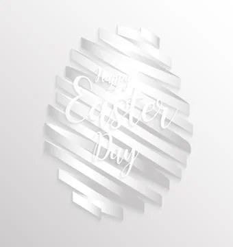 Happy easter day design  egg ribbon banner and  happy easter day text Иллюстрация