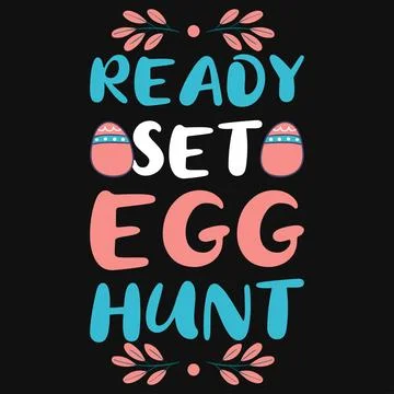 Happy easter day egg hunt typography tshirt design  Stock Illustration