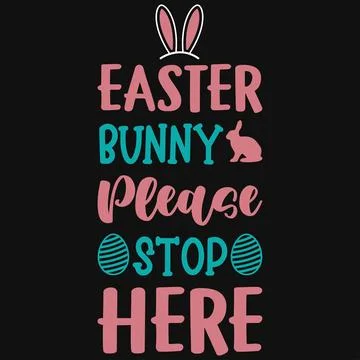  Happy easter day egg hunt bunny typography tshirt design  Stock Illustration