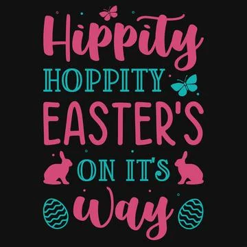  Happy easter day egg hunt bunny typography tshirt design  Stock Illustration