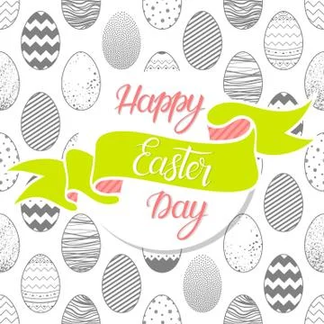 Happy Easter Day with eggs seamless pattern Stock Illustration