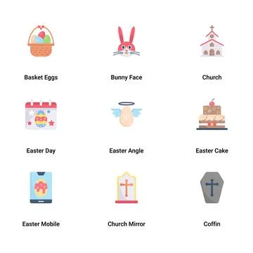 Happy Easter Day Flat and Colorful Stock Illustration