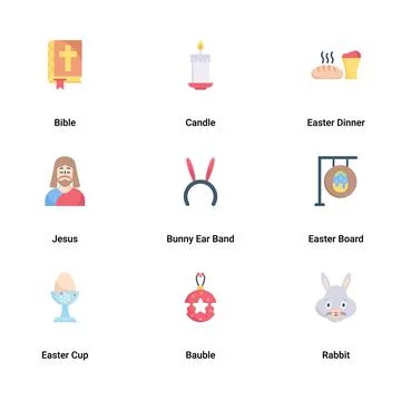 Happy Easter Day Flat and Colorful Illustrazione stock