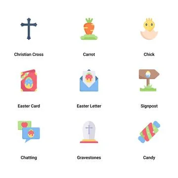 Happy Easter Day Flat and Colorful Illustrazione stock