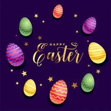 Happy easter day greeting background with colorful eggs decoration Stock Illustration