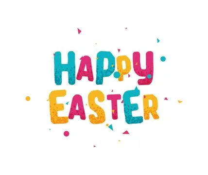 Happy easter day, greeting multi colored lettering Illustrazione stock