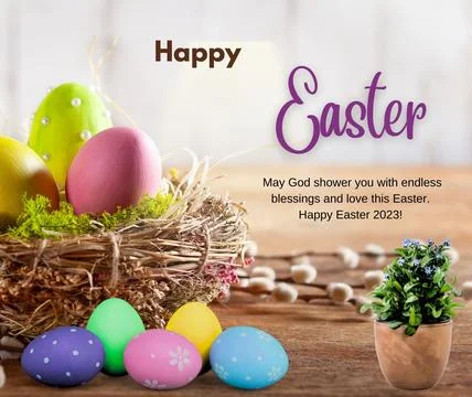 Happy Easter Day greetings cards and poster design Illustrazione stock