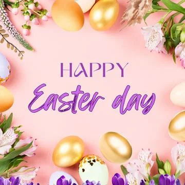 Happy Easter Day greetings cards and poster design Stock Illustration