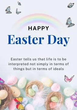 Happy Easter Day greetings cards and poster design Stock Illustration