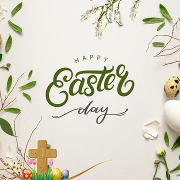 Happy Easter Day greetings cards and poster design Stock Illustration