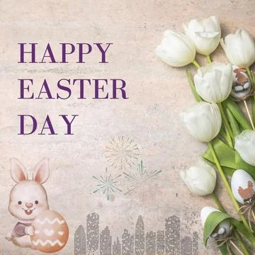 Happy Easter Day greetings cards and poster design Stock Illustration
