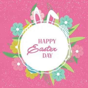 Happy Easter Day greetings hand-drawn social media post. Vector illustration イラスト素材