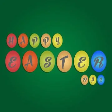 Happy easter day illustration with egg and text Stock Illustration