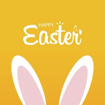 Happy easter day illustration. Horizontal greeting banner with bunny. Vector Stock Illustration