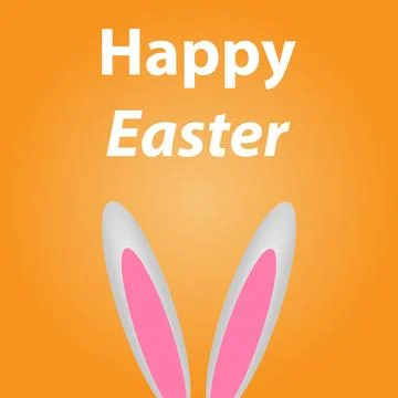 Happy easter day illustration. Horizontal greeting banner with bunny. Vector Stock Illustration