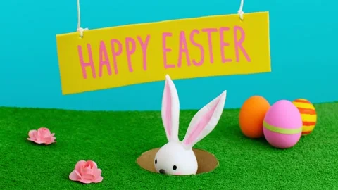 Happy Easter day minimal concept Stock Footage 146476598