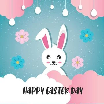 Happy easter day in paper style Stock Illustration