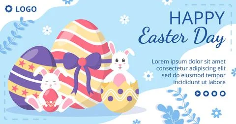 Happy Easter Day Post Template Flat Illustration Editable of Square Backgroun Stock Illustration