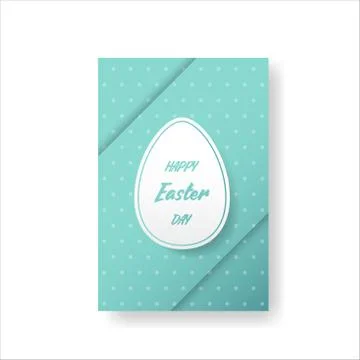 Happy Easter Day postcard with an egg with blue background, vector 스톡 일러스트