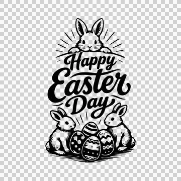 Happy Easter Day Retro Typography Vertical Design Stock Illustration