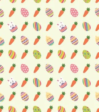 Happy Easter Day Seamless Pattern Vector Stock Illustration
