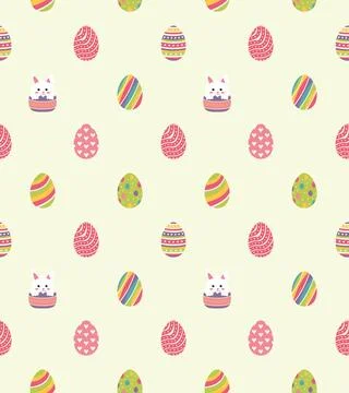 Happy Easter Day Seamless Pattern Vector Stock Illustration