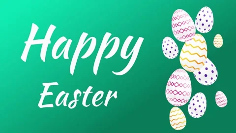 Happy Easter day, set of colorful easter eggs - 4k video animated Stock Footage 134738833
