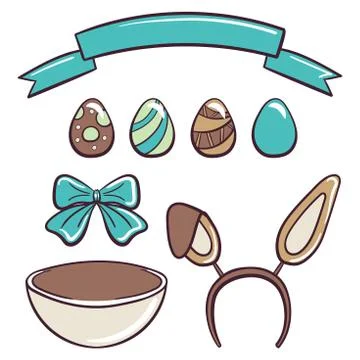 Happy Easter Day Set Stock Illustration