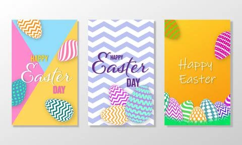 Happy easter day set of vertical banners Stock Illustration