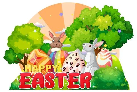 Happy Easter day vector for banner or poster design Stock Illustration