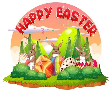 Happy Easter day vector for banner or poster design Stock Illustration