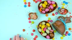 4K Animation of Empty Chocolate Egg Open, Stock Video