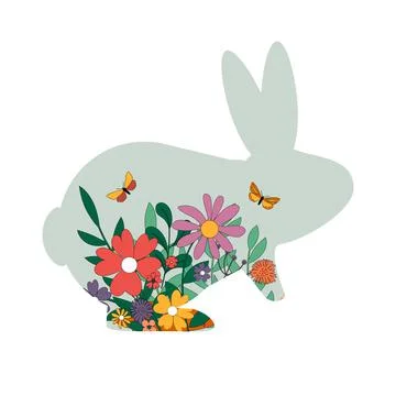 Happy Easter, decorated easter card with bunny, banner. Vector Illustration Stockillustratie