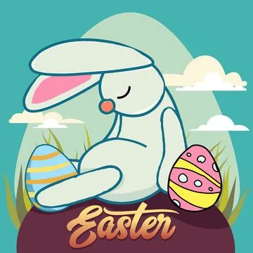 Happy Easter, decorated easter card, banner イラスト素材