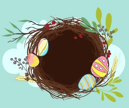 Happy Easter, decorated easter card, banner イラスト素材